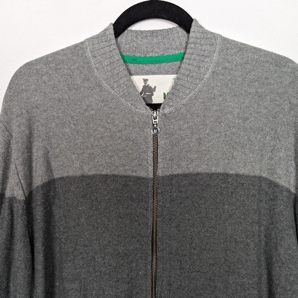 Linksoul Mens L Cotton Cashmere Zip Up Sweater Cardigan Colorblock Lightweight - Picture 3 of 9
